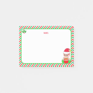 Süßer Weihnachtself & grüner, roter und weißer Ra Post-it Klebezettel