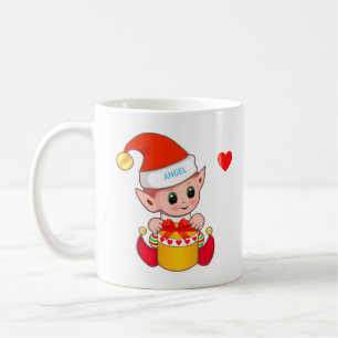 Süßer Weihnachtself & Herz Kaffeetasse