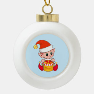 Süßer Weihnachtself Keramik Kugel-Ornament