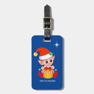Süßer Weihnachtself & Stern auf Königlich Blau Gepäckanhänger