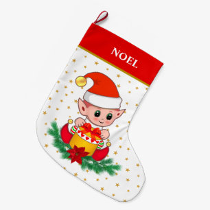 Süßer Weihnachtself, Sterne, Weihnachtsstern & Kie Großer Weihnachtsstrumpf
