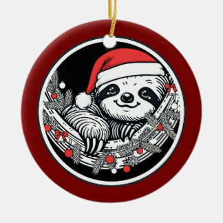 Süßer Weihnachtsfaultier-Schmuck Keramik Ornament