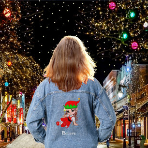 Süßer Weihnachtsfee-Elf Jeansjacke