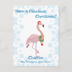 Süßer Weihnachtsflamingo - Weihnachtspostkarte Feiertagspostkarte