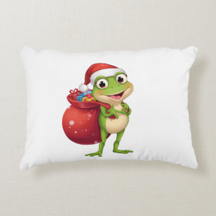 Süßer Weihnachtsfrosch mit Geschenktasche - Santa- Dekokissen