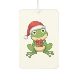 Süßer Weihnachtsfrosch mit Santa-Hut und Geschenk  Autolufterfrischer