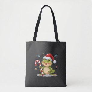 Süßer Weihnachtsfrosch mit Zuckerstange - Lustiger Tasche