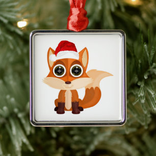 Süßer Weihnachtsfuchs Cartoon Feiertags Tier Festl Ornament Aus Metall