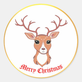 Süßer Weihnachtshirsch-Aufkleber Runder Aufkleber
