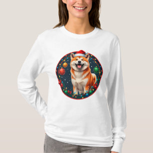 Süßer Weihnachtshund im festlichen Weihnachtskreis T-Shirt