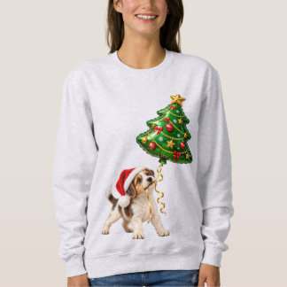 Süßer Weihnachtshund mit Baum-Ballon Sweatshirt