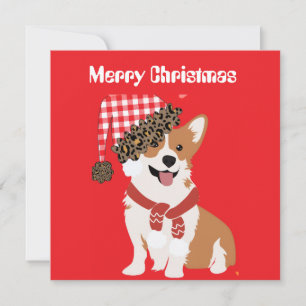 Süßer Weihnachtshund mit Weihnachtsmannmütze Einladung