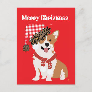 Süßer Weihnachtshund mit Weihnachtsmannmütze Postkarte
