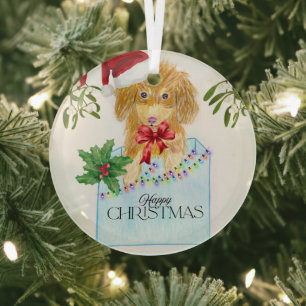 Süßer Weihnachtshund Ornament Aus Glas