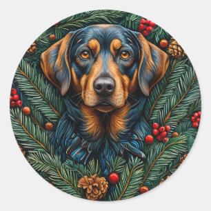 Süßer Weihnachtshund Runder Aufkleber