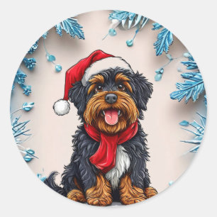 Süßer Weihnachtshund Runder Aufkleber