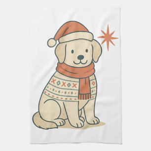 Süßer Weihnachtshund Skandinavischer Winter Welpe Geschirrtuch