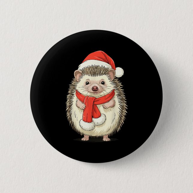 Süßer Weihnachtsigel Santa  Button (Vorderseite)