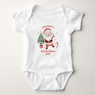 Süßer Weihnachtsmann Baum Bonbon Erste 1. Weihnach Baby Strampler
