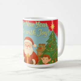 Süßer Weihnachtsmann & Elfen Neujahrs-Grußkarte Kaffeetasse