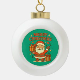 Süßer Weihnachtsmann - Frohe Weihnachten Keramik Kugel-Ornament