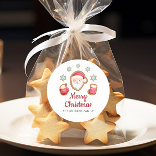 Süßer Weihnachtsmann Frohe Weihnachten Runder Aufkleber