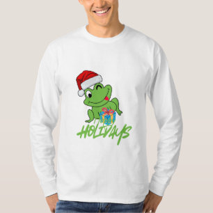 Süßer Weihnachtsmann-Frosch Lustiger „Hoppy Holi T-Shirt
