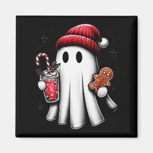 Süßer Weihnachtsmann-Geist trinkt Kaffee Eis-Kaffe Magnet