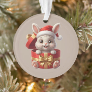 Süßer Weihnachtsmann-Hase in einer Weihnachtsgesch Ornament
