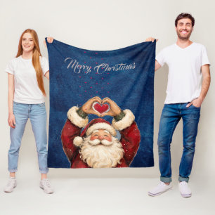 Süßer Weihnachtsmann Herz Hände Frohe Weihnachten Fleecedecke