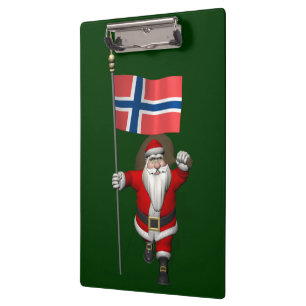 Süßer Weihnachtsmann mit der Flagge Norwegens Klemmbrett