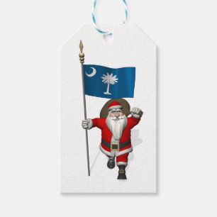 Süßer Weihnachtsmann mit Flagge von South Caroli Geschenkanhänger