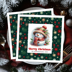 Süßer Weihnachtsmann mit Schneeflocken Kinder Serviette