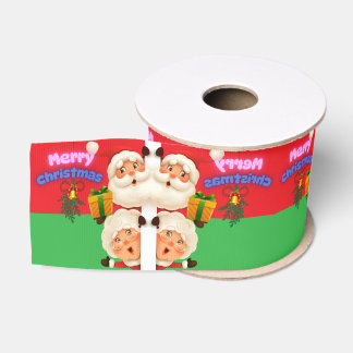 Süßer Weihnachtsmann & Mrs. Claus Frohe Weihnachte Ripsband