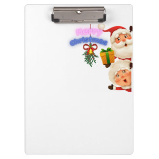 Süßer Weihnachtsmann & Mrs. Claus Frohe Weihnachts Klemmbrett