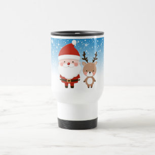 Süßer Weihnachtsmann & Rentiere Reisebecher