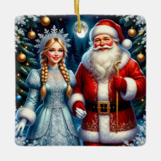 🎅 Süßer Weihnachtsmann Schnee Weihnachten ❄️ Keramikornament
