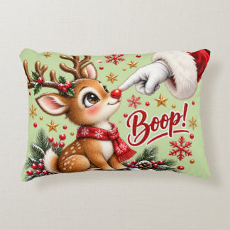 Süßer Weihnachtsmann und Nasenstupser vom Rentier Dekokissen