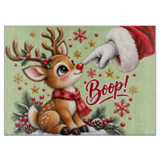 Süßer Weihnachtsmann und Nasenstupser vom Rentier Schneidebrett