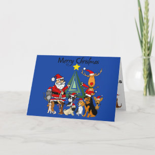 Süßer Weihnachtsmann und Rentier und Hunde-Freunde Karte