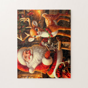Süßer Weihnachtsmann und Rentiere