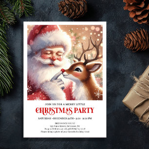 Süßer Weihnachtsmann und Rudolph Weihnachtsfamilie Einladung