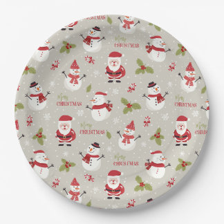 Süßer Weihnachtsmann- und Schneemann-Merry-Christm Pappteller