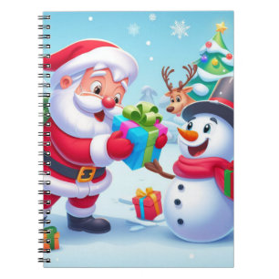 Süßer Weihnachtsmann und Schneemann Notizblock