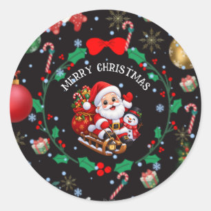 Süßer Weihnachtsmann und Schneemann Weihnachtsschl Runder Aufkleber