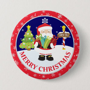Süßer Weihnachtsmann und verschneite Szene Weihnac Button