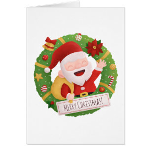 Süßer Weihnachtsmann-Weihnachtskränz-Grußkarte