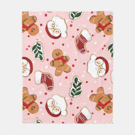 Süßer Weihnachtsmann & Weihnachtsmuster-Papier  Fleecedecke