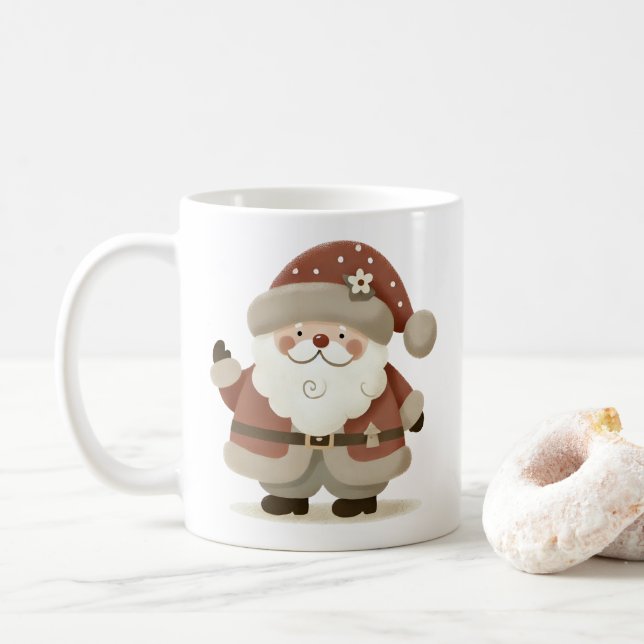 Süßer Weihnachtsmann & Weihnachtszeichnung Kaffeetasse (Mit Donut)