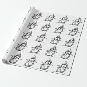 Süßer Weihnachtspinguin, glücklicher Babyvogel Geschenkpapier